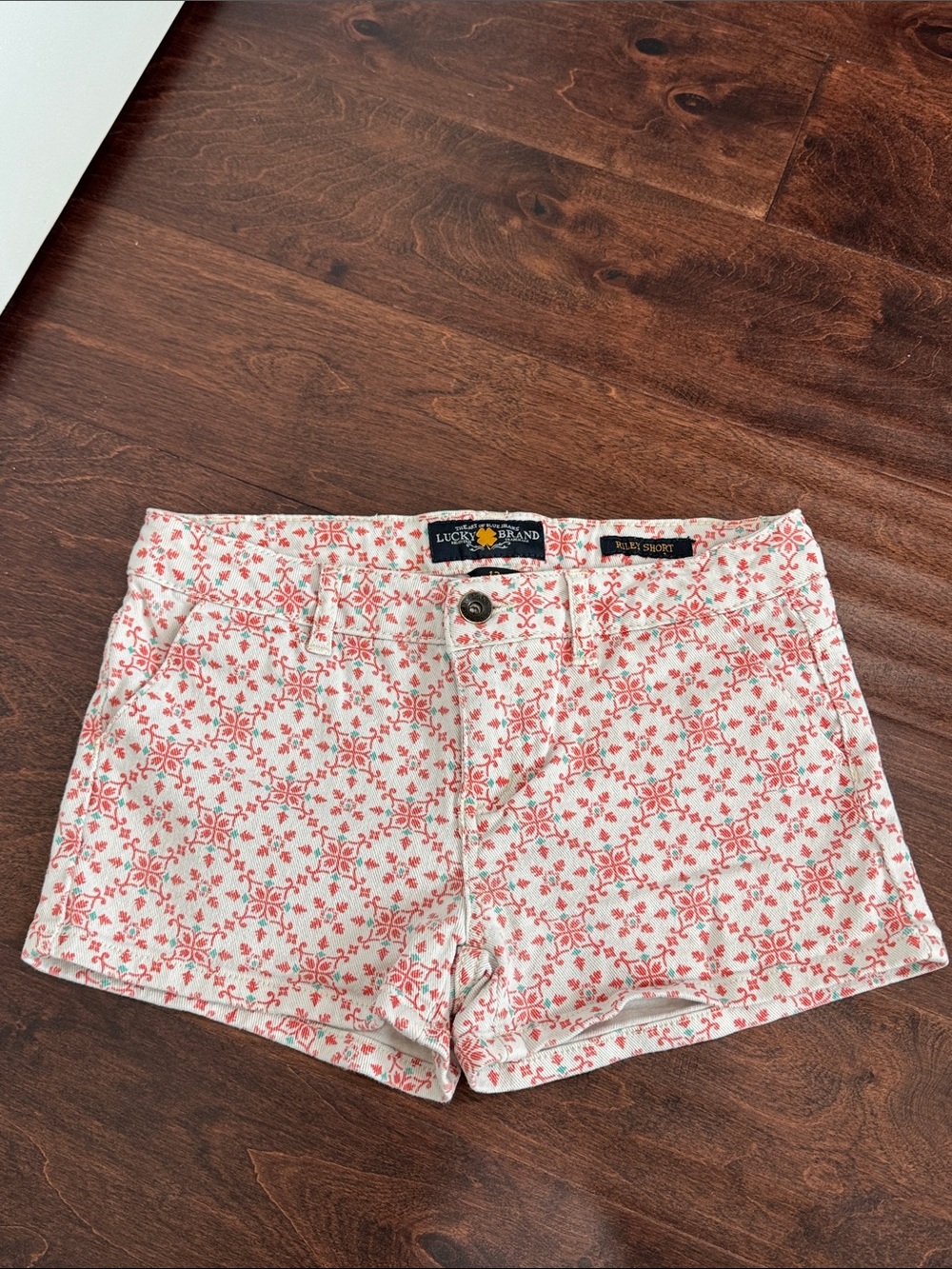Lucky Brand Girls Jean Shorts White Pink Denim Summer, 99% Cotton, size 12